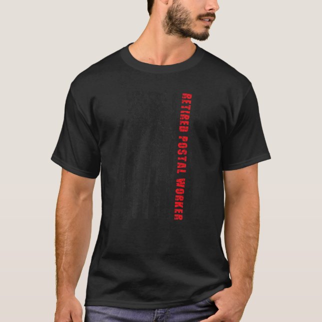 Retired Postal Worker Us Flag Mailman Retirement   T-Shirt (Front)