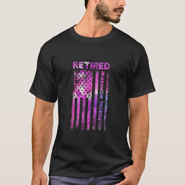 Retired Postal Worker Us Flags Mailman Retirement T-Shirt (Front)