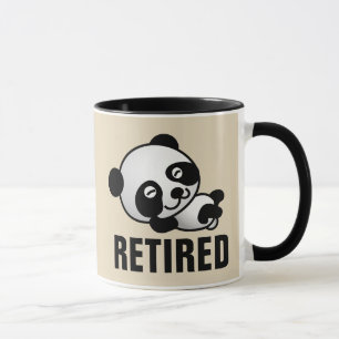 RETIRED RETIREMENT cute PANDA BEAR COFFEE MUGS