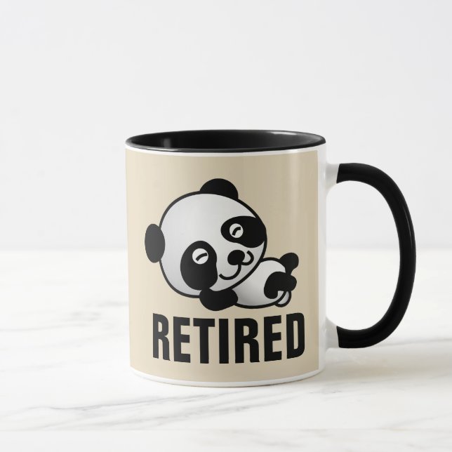 RETIRED RETIREMENT cute PANDA BEAR COFFEE MUGS (Right)