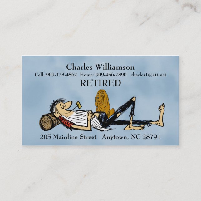 Retired Rip VanWinkle with Hound image Business Calling Card (Front)