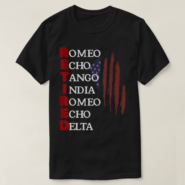 Retired Romeo Echo Tango India Romeo Echo Delta Ve T-Shirt (Design Front)