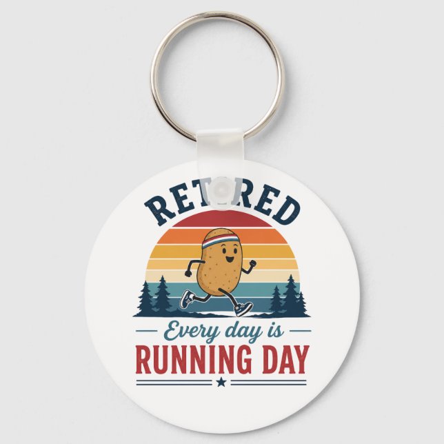 Retired Running Potato Every Day Is Running Day Key Ring (Front)