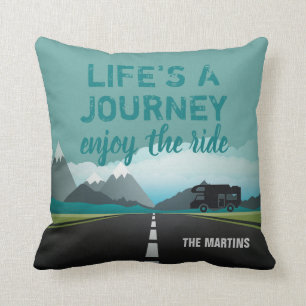 Retired RV Travel Quote   Personalised Teal Cushion