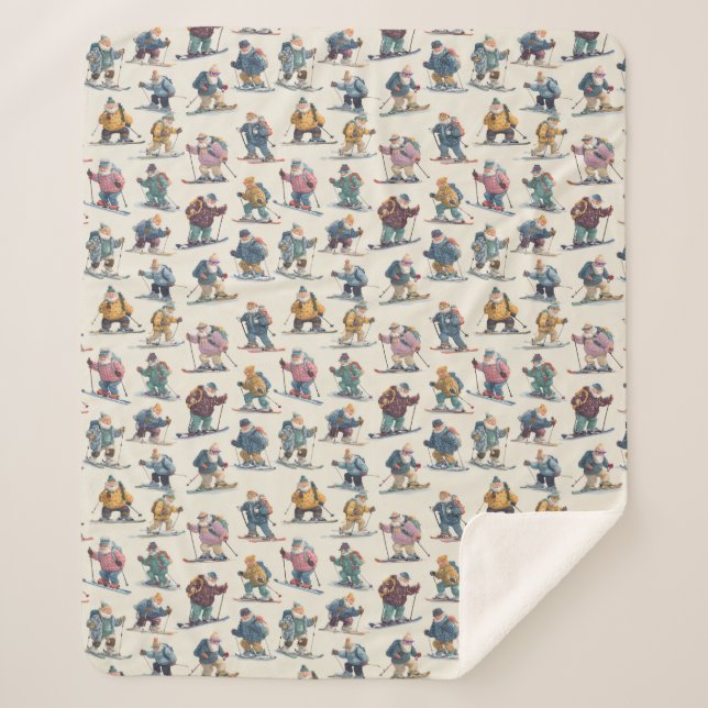 Retired Santa Claus North Pole Ski Club Sherpa Blanket (Front)