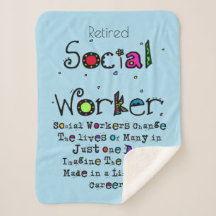 Retired Social Worker Quote Sherpa Blanket