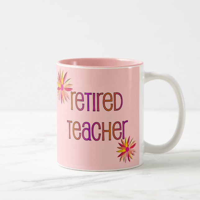 Retired Teacher 3D Floral Design Two-Tone Coffee Mug (Right)