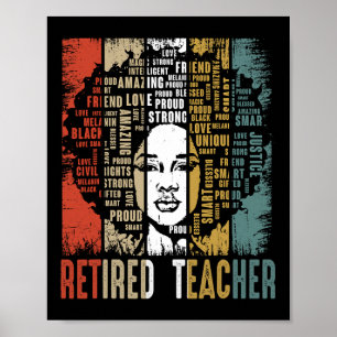 Retired Teacher Afro African American Black Histor Poster