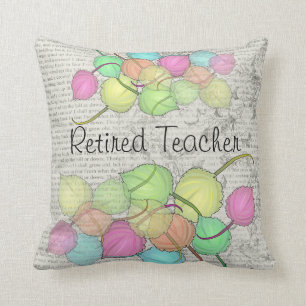 Retired Teacher Artsy Leaves Pillow