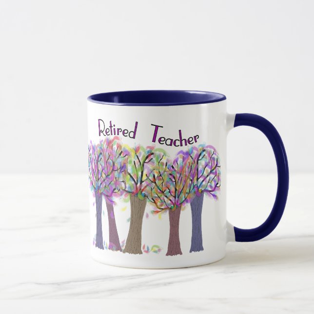 Retired Teacher Artsy Trees Design Mug (Right)