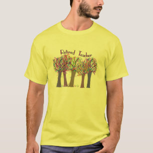 Retired Teacher Artsy Trees Design T-Shirt