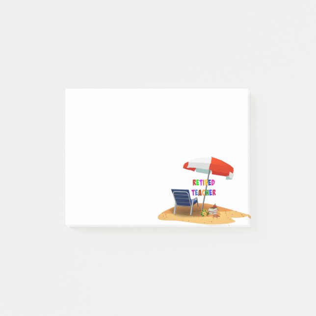 Retired Teacher, Beach Scene Post-it Notes (Front)