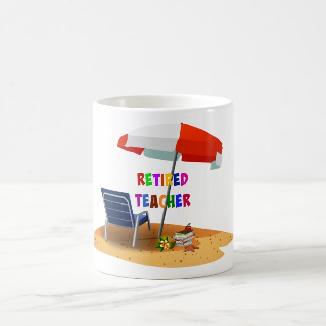 Retired Teacher, Beach Scene (revised) Coffee Mug (Center)