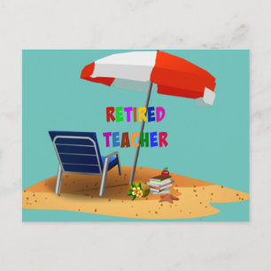 Retired Teacher, Beach Scene Theme Postcard