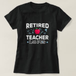 Retired Teacher Class Of 2021 Education Retirement T-Shirt<br><div class="desc">Perfect for any teacher who will retire or retired from work in 2021. Retirement is a special occasion that should be celebrated with a party. Have fun, relax, enjoy life & collect your pension. Apple graphic item fun to wear on vacation. Great retirement gift. Perfect Birthday, Christmas, Hanukkah, Beach, Mother's...</div>