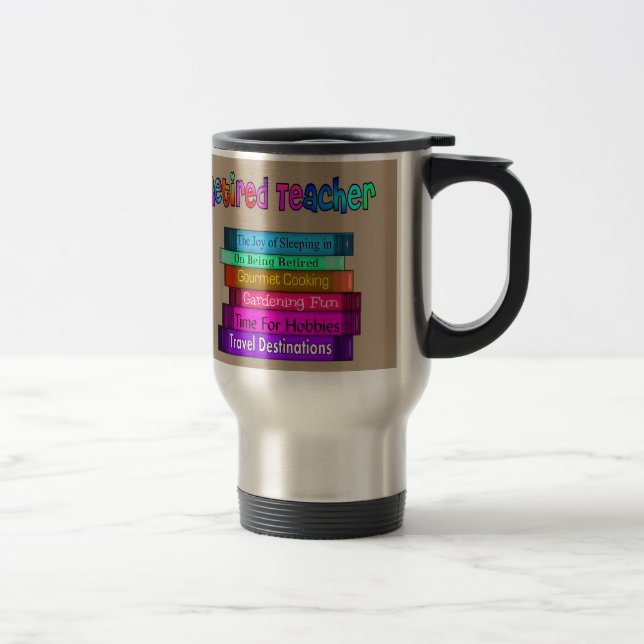 Retired Teacher Gifts Stack of Books Design 8 Travel Mug (Right)