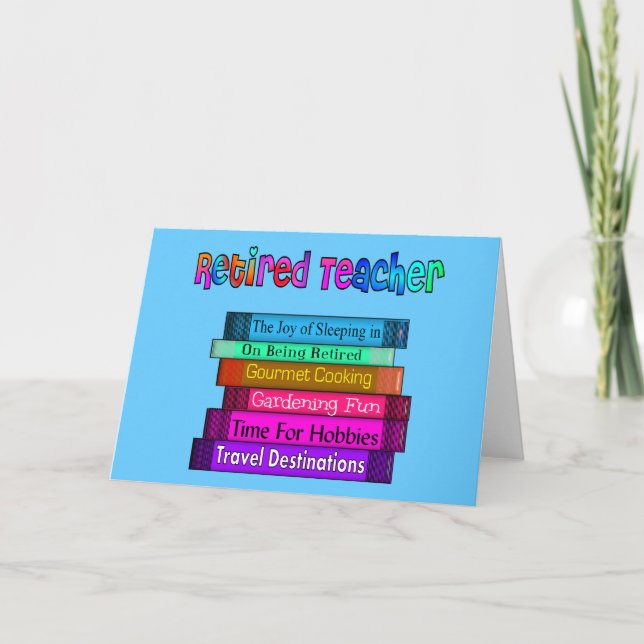 Retired Teacher Gifts Stack of Books Design Card (Front)