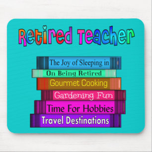 Retired Teacher Gifts Stack of Books Design Mouse Pad
