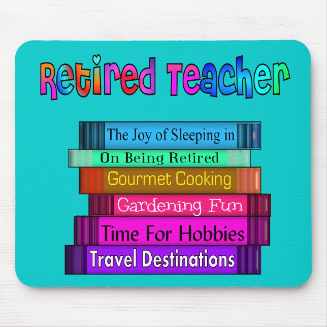 Retired Teacher Gifts Stack of Books Design Mouse Pad (Front)