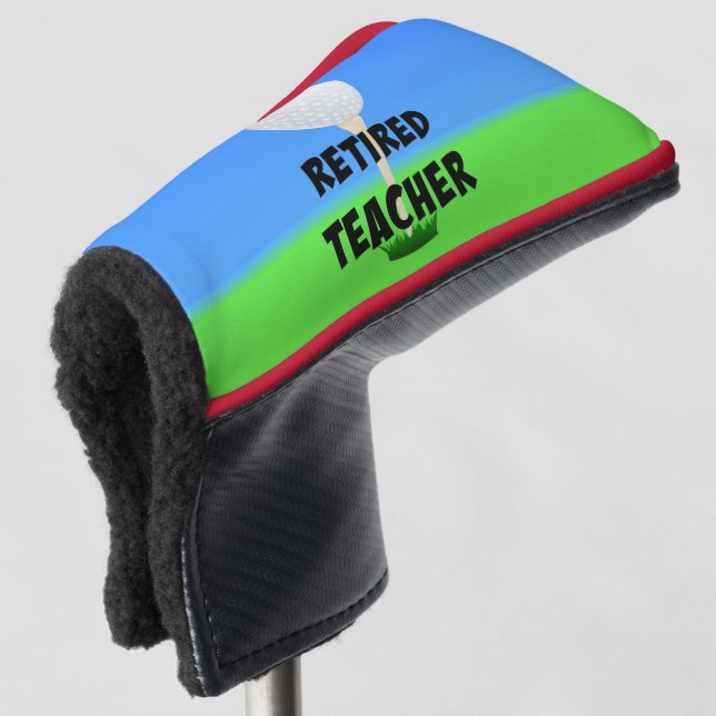 Retired teacher, golf ball on tee head cover (3/4 Front)