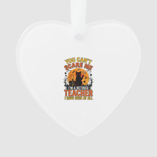 Retired Teacher Halloween Cat Vintage Shirt Design Ornament