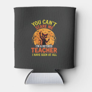 Retired Teacher Halloween Pumpkin Cat Design_1 Can Cooler