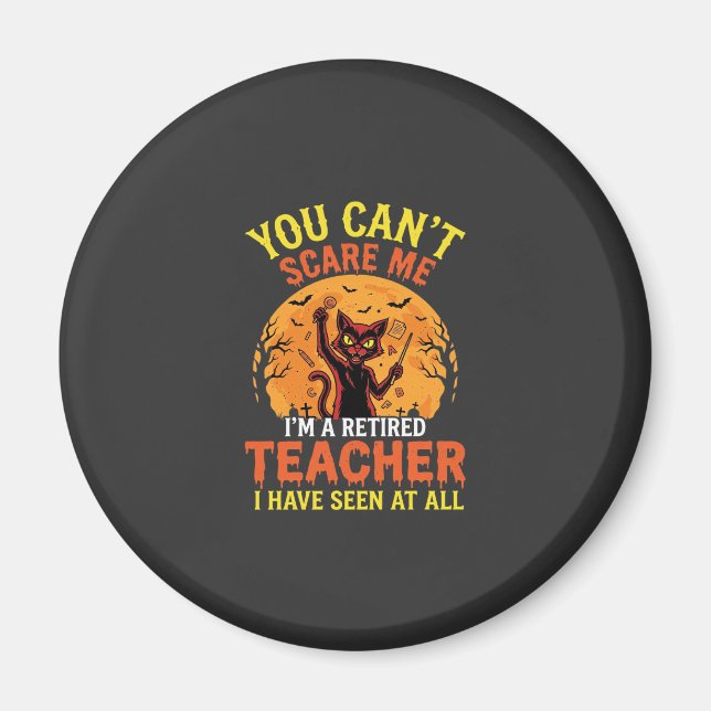 Retired Teacher Halloween Pumpkin Cat Design_1 Magnet (Front)