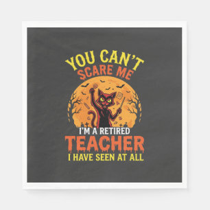 Retired Teacher Halloween Pumpkin Cat Design_1 Napkin