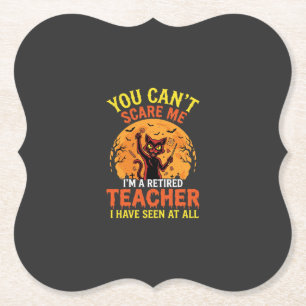 Retired Teacher Halloween Pumpkin Cat Design_1 Paper Coaster