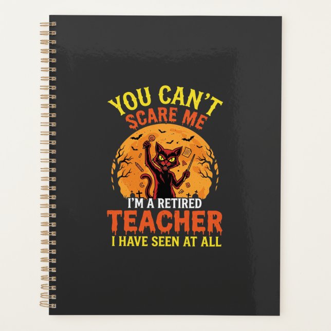 Retired Teacher Halloween Pumpkin Cat Design_1 Planner (Front)