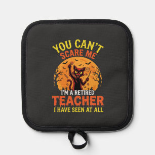 Retired Teacher Halloween Pumpkin Cat Design_1 Pot Holder