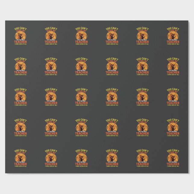Retired Teacher Halloween Pumpkin Cat Design_1 Wrapping Paper (Flat)