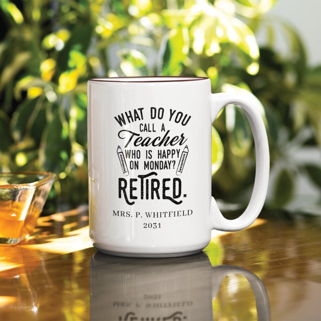 Retired Teacher Head of School Retirement Two-Tone Two-Tone Coffee Mug (Creator Uploaded)