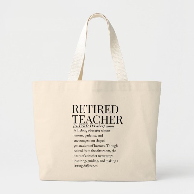 Retired teacher large tote bag (Front)