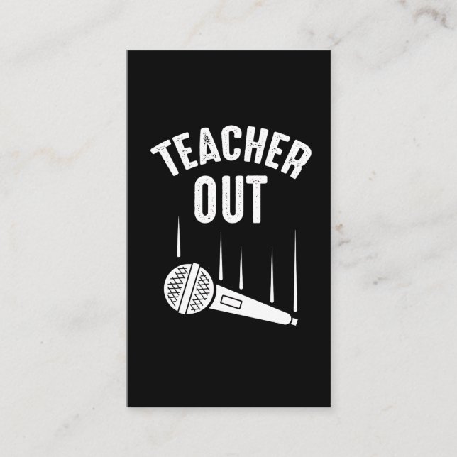 Retired Teacher Out Mic Drop Retirement Business Card (Front)