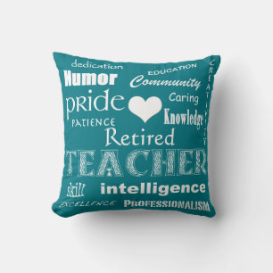 Retired Teacher Pride-White Heart+Customizable Cushion