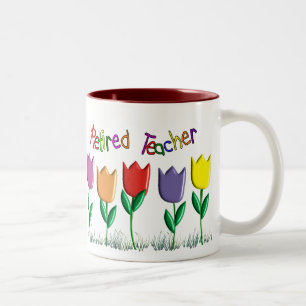 Retired Teacher Tulips Design Gifts Two-Tone Coffee Mug