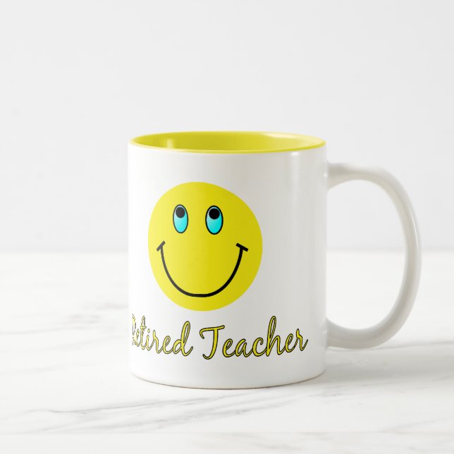 Retired Teacher YELLOW Two-Tone Coffee Mug (Right)