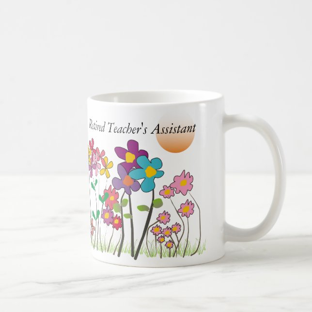Retired Teacher's Assistant Mug Artsy Flowers (Right)