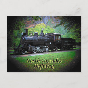 Retired Train Engine From Seattle Lights Postcard