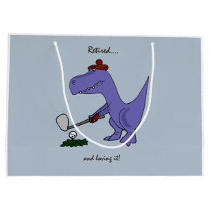 Retired Trex Dinosaur Playing Golf Large Gift Bag