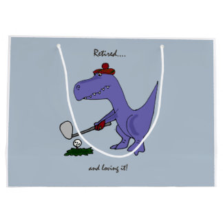 Retired Trex Dinosaur Playing Golf Large Gift Bag