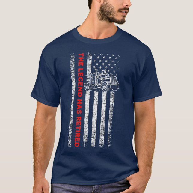 Retired Truck Driver  Patriotic Trucker  Flag T-Shirt (Front)