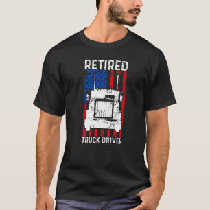 Retired Truck Driver US Flag Trucker Retirement   T-Shirt