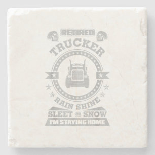Retired Trucker shirts Funny Truck driver clothing Stone Coaster