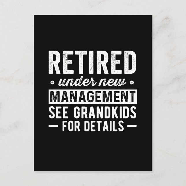 Retired Under New Management see Grandkids Postcard (Front)