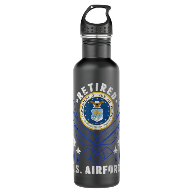 Retired US Air Force Veteran  Retirement Gift Tee  710 Ml Water Bottle (Front)