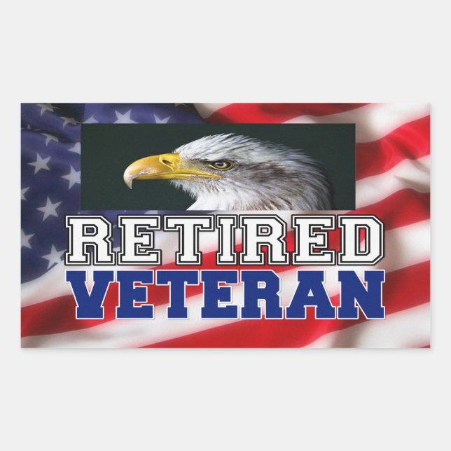 Retired Veteran Rectangular Sticker (Front)