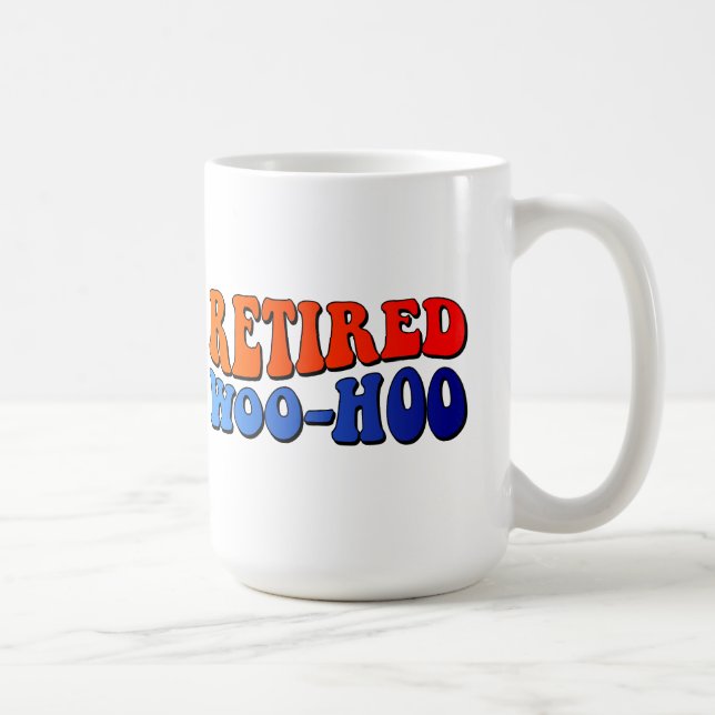 Retired Woo Hoo Vintage Groovy Text Coffee Mug (Right)