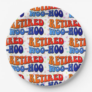 Retired Woo Hoo Vintage Groovy Text Paper Plate